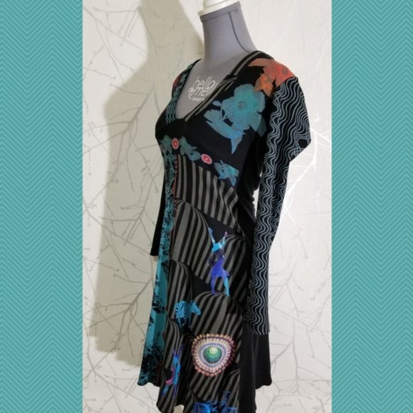 Unique Desigual Abstract Mixed-Art Print Dress - Picture 3 of 6